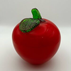 Vintage hand Blown glass apple fruit murano style hand blown glass red apple
